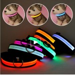 LED Nylon Pet Dog Collar Night Safety Glow Flashing Dog Cat Collar Led Luminous Small Dogs Collars USB Rechargeable