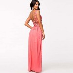 LERFEY Lady Sleeveless Summer Dresses Formal Long Lace Chiffon O-neck Women Prom Evening Party Bridesmaid Wedding Maxi Dress