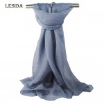 LESIDA Black Chiffon Beach Shawl Silk Wrap Dress Women Scarf Wide 120 Long 150 Lady Pareo Muslim Head Coverings Femme Hijab 8001