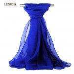 LESIDA Black Chiffon Beach Shawl Silk Wrap Dress Women Scarf Wide 120 Long 150 Lady Pareo Muslim Head Coverings Femme Hijab 8001