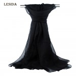 LESIDA Black Chiffon Beach Shawl Silk Wrap Dress Women Scarf Wide 120 Long 150 Lady Pareo Muslim Head Coverings Femme Hijab 8001