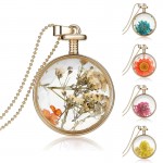 LIEBE ENGEL Women Jewelry Collares Dried Flowers Glass Necklace&Pendant Vintage Long Chain Choker Necklace Summer Fine Jewelry