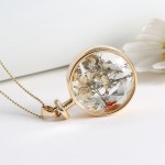 LIEBE ENGEL Women Jewelry Collares Dried Flowers Glass Necklace&Pendant Vintage Long Chain Choker Necklace Summer Fine Jewelry