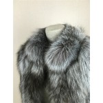 LIYAFUR 2017 New Stand Collar Coat Natural Real Genuine Silver Fox Fur Long Winter Warm Coats Jacket for Women Luxury Garment