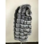 LIYAFUR 2017 New Style Ladies Real Genuine Natural Silver Fox Fur Long Hood Coats Jacket for Women Warm Winter Coat Jackets