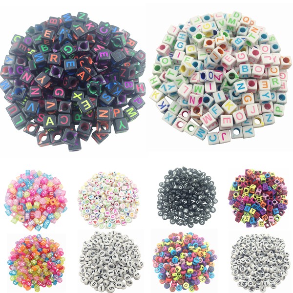 LNRRABC 100pcs DIY Square Round Acrylic alphabet Spacer Loose Beads For Necklace Bracelet Letter Beads Charms bisuteria Jewelry