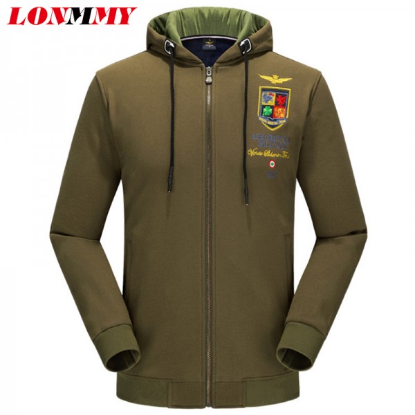 LONMMY M-4XL Military jacket coat men Cotton Air force one Sweatshirt hoodies men tracksuit Casual Hoody fleece 2016 Winter