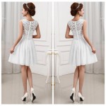 Lace Chiffon Patchwork Cute Princess Dress Summer Sleeveless Tank Dress Slim Elegant Short Prom Party Dress Robe MK096