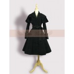 Lace Garden Branded Gothic Women's Wool Coat Black Vintage Long Single Breasted Winter Coat with Belt