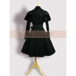 Lace Garden Branded Gothic Women's Wool Coat Black Vintage Long Single Breasted Winter Coat with Belt