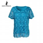 Lace female summer big yards short sleeve t-shirt style fashion plus fertilizer tops elastic cotton t-shirt female