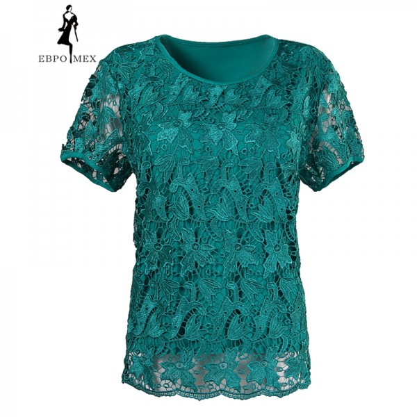 Lace female summer big yards short sleeve t-shirt style fashion plus fertilizer tops elastic cotton t-shirt female