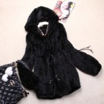 Ladies' Fashion Genuine Real Knitted Mink Fur Coat Jacket with Hoody Winter Women Fur Outerwear Coats 4XL 5XL VK0307