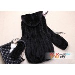 Ladies' Fashion Genuine Real Knitted Mink Fur Coat Jacket with Hoody Winter Women Fur Outerwear Coats 4XL 5XL VK0307