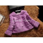 Ladies' Fashion Genuine Real Rabbit Fur Jacket Coat O-Neck Autumn Winter Women Fur Outerwear Coats Lady Clothing  VK2259