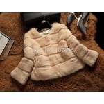 Ladies' Fashion Genuine Real Rabbit Fur Jacket Coat O-Neck Autumn Winter Women Fur Outerwear Coats Lady Clothing  VK2259