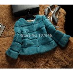 Ladies' Fashion Genuine Real Rabbit Fur Jacket Coat O-Neck Autumn Winter Women Fur Outerwear Coats Lady Clothing  VK2259