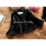 Ladies' Fashion Genuine Real Rabbit Fur Jacket Coat O-Neck Autumn Winter Women Fur Outerwear Coats Lady Clothing  VK2259