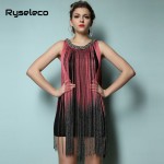 Lady Tank Ombre Draping Costume Metal Chain Neck Gradient Tassel Dresses Women Clothing 1920s Flapper Swing Fringe Mini Vestido