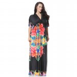 Large Sizes Women Dress Fashion New Chiffon Beach Holiday Long Dresses Sexy Deep V Neck Print Dresses Women's Slim Dress 7XL