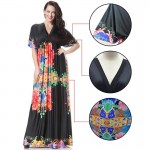 Large Sizes Women Dress Fashion New Chiffon Beach Holiday Long Dresses Sexy Deep V Neck Print Dresses Women's Slim Dress 7XL