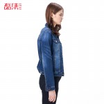 Leiji Fashion S 6XL 2016 Plus Size Women winter Solid Blue Cotton Denim Jacket Light Washed woman Collar Long Sleeve jeans Coats