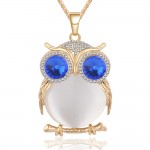 Lemon Value Statement Fashion Charms Crystal Owl Pendants Vintage Punk Maxi Rhinestone Long Necklaces Women Jewelry Gift A178