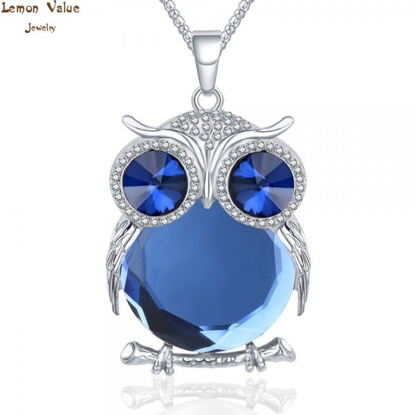 Lemon Value Statement Fashion Charms Crystal Owl Pendants Vintage Punk Maxi Rhinestone Long Necklaces Women Jewelry Gift A178