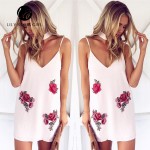 Lily Rosie Girl Off Shoulder Deep V Neck White Embroidery Mini Dress Women Summer Beach Sexy Backless Short Dresses Vestidos