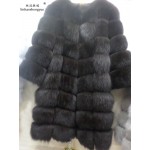 Linhaoshengyue 100CM length  genuine natural  fox fur coat   with  sleeve