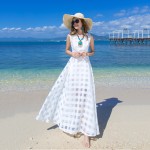 Long Maxi Dress Women 2017 Summer Fashion Sleeveless Ball Gown Holiday Beach Dress Vintage Organza Sundress Vestidos Robe Femme