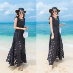 Long Maxi Dress Women 2017 Summer Fashion Sleeveless Ball Gown Holiday Beach Dress Vintage Organza Sundress Vestidos Robe Femme