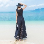 Long Maxi Dress Women 2017 Summer Fashion Sleeveless Ball Gown Holiday Beach Dress Vintage Organza Sundress Vestidos Robe Femme