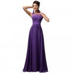 Long Maxi Dresses Plus Size 3XL 4XL 5XL Purple V-Back Chiffon Robe De Soiree Vestido Formal Gown Party Evening Women Dress 2018