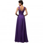 Long Maxi Dresses Plus Size 3XL 4XL 5XL Purple V-Back Chiffon Robe De Soiree Vestido Formal Gown Party Evening Women Dress 2018