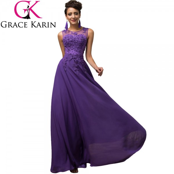 Long Maxi Dresses Plus Size 3XL 4XL 5XL Purple V-Back Chiffon Robe De Soiree Vestido Formal Gown Party Evening Women Dress 2018