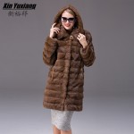 Long Thick Real Mink Fur Coats Women New Fashion Winter Warm genural Hooded Female Outwear natural Fur jacket vest For Girls