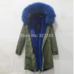 Long style winter warm coat Mrs Mr fur parka with big blue real fur collar coats winter outerwear