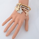 LongWay Butterfly Charm Bracelets For Women Christmas Gold Color Crystal Bracelets & Bangles Elastic Chain Jewelry SBR150161