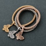 LongWay Butterfly Charm Bracelets For Women Christmas Gold Color Crystal Bracelets & Bangles Elastic Chain Jewelry SBR150161