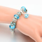 LongWay European Style Authentic Tibetan Silver Blue Crystal Charm Bracelet for Women Original DIY Beads Jewelry Christmas Gift