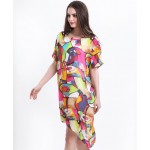 Loose Summer Chiffon Dress Colorful Printed Long Shirt Dress Geometric Graffiti Beach Dresses Loose Casual Women Clothing