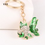 Lovely Goldfish Fish Cute Crystal Rhinestone Charm Pendant  Purse Car Key Ring Keychain Party Favorite Gift High-quality