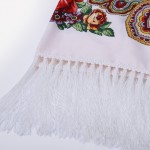 Luxury Brand for Woman Print Scarf Russian Ethnic Style Cotton Flower Pattern Tassel Winter Warm Square Blanket Scarf Shawl 