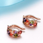 Luxury Rose Gold-color Mona Lisa Stud Earrings For Women with Colorful Zircon Crystal Wedding Jewelry Earrings