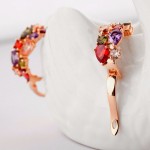 Luxury Rose Gold-color Mona Lisa Stud Earrings For Women with Colorful Zircon Crystal Wedding Jewelry Earrings