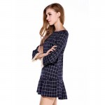 M-2XL Women Spring Autumn Dress Long Sleeve Casual Dresses Loose Plaid Cotton Blend Sexy Ruffles Mini  Women's Clothing