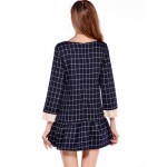 M-2XL Women Spring Autumn Dress Long Sleeve Casual Dresses Loose Plaid Cotton Blend Sexy Ruffles Mini  Women's Clothing