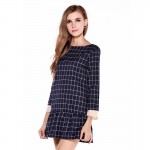 M-2XL Women Spring Autumn Dress Long Sleeve Casual Dresses Loose Plaid Cotton Blend Sexy Ruffles Mini  Women's Clothing