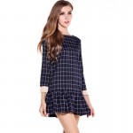 M-2XL Women Spring Autumn Dress Long Sleeve Casual Dresses Loose Plaid Cotton Blend Sexy Ruffles Mini  Women's Clothing